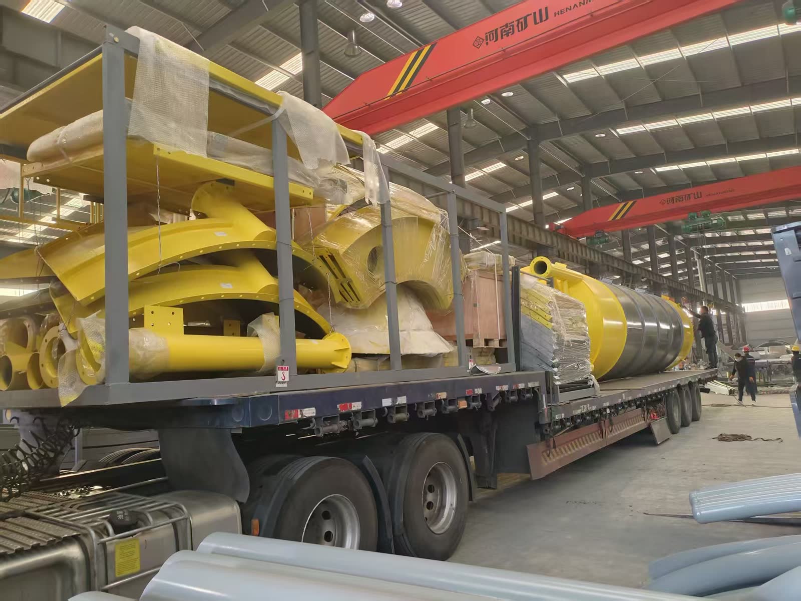 Machinery parts loaded on truck