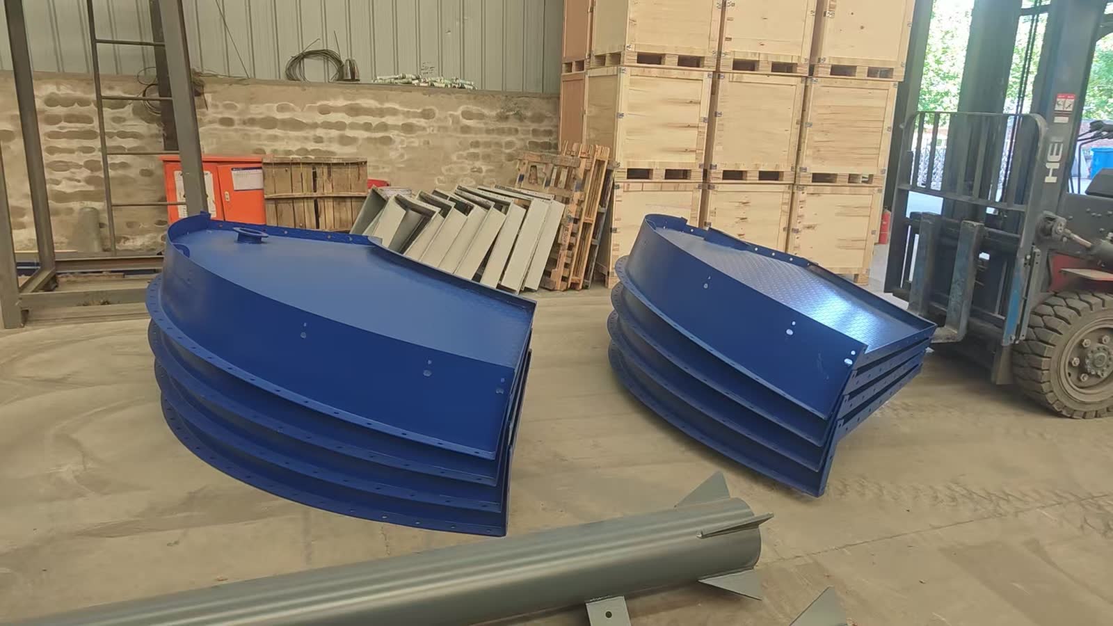 Painted silo segments and parts